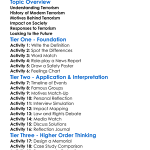 Terrorism In Modern History Worksheet Activity Booklet