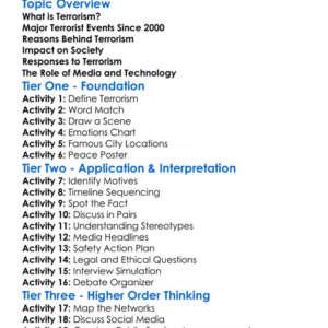 Terrorism In The 21St Century Worksheet Activity Booklet