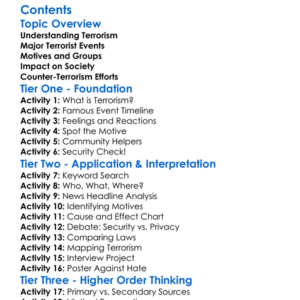 Terrorism In The Late 20Th And 21St Centuries Worksheet Activity Booklet