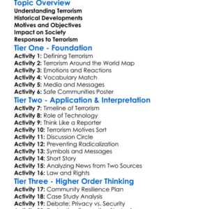 Terrorism In The Modern Era Worksheet Activity Booklet