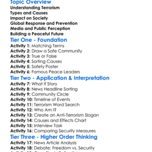 Terrorism In The Modern World Worksheet Activity Booklet