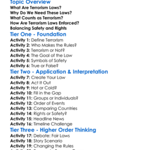 Terrorism Laws Worksheet Activity Booklet