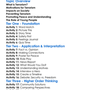Terrorism Worksheet Activity Booklet