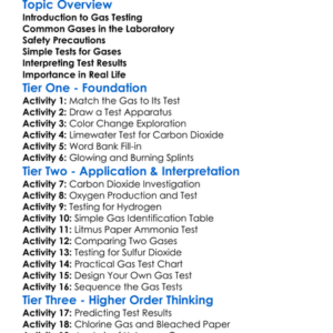 Test For Gases Worksheet Activity Booklet