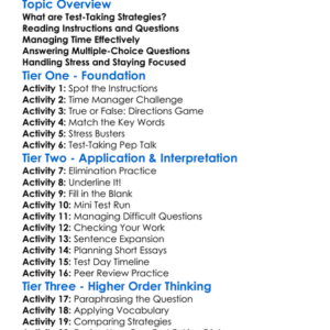 Test-Taking Strategies In English Worksheet Activity Booklet