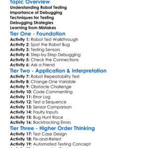 Testing And Debugging Robots Worksheet Activity Booklet