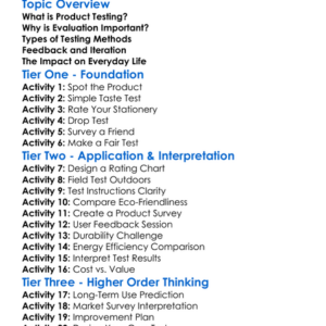 Testing And Evaluating Products Worksheet Activity Booklet
