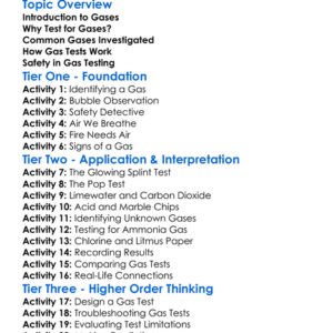Tests For Gases Worksheet Activity Booklet