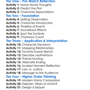 Texas Chainsaw 3D 2013 Worksheet Activity Booklet
