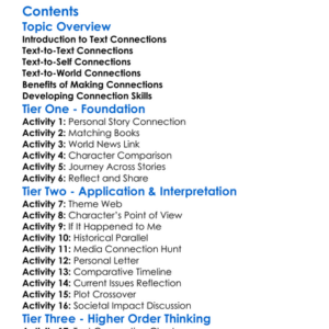Text Connections Text-To-Text Text-To-Self Text-To-World Worksheet Activity Booklet