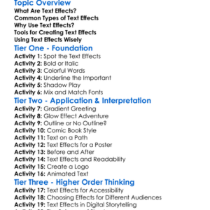 Text Effects Worksheet Activity Booklet