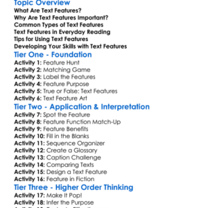 Text Features Worksheet Activity Booklet