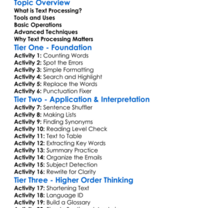 Text Processing Worksheet Activity Booklet