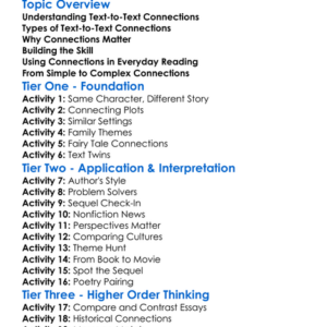 Text-To-Text Connections Worksheet Activity Booklet