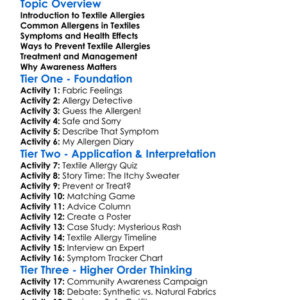 Textile Allergies And Health Worksheet Activity Booklet