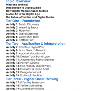 Textile And Digital Media Worksheet Activity Booklet