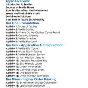 Textile And Environment Worksheet Activity Booklet