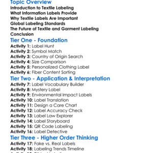 Textile And Garment Labeling Worksheet Activity Booklet