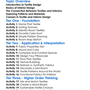 Textile And Interior Design Worksheet Activity Booklet