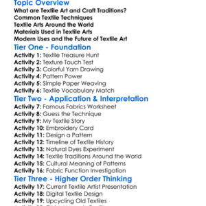 Textile Art And Craft Traditions Worksheet Activity Booklet
