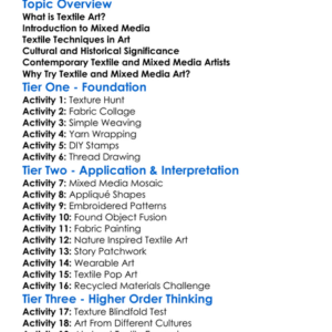 Textile Art And Mixed Media Worksheet Activity Booklet