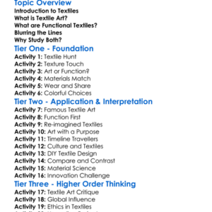 Textile Art Vs Functional Textiles Worksheet Activity Booklet