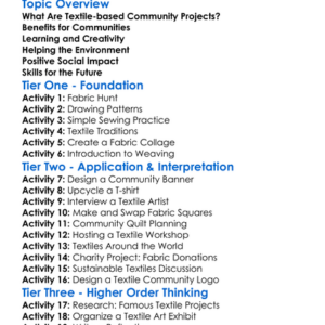 Textile-Based Community Projects Worksheet Activity Booklet