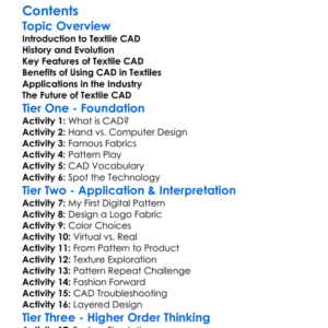 Textile Cad Computer Aided Design Worksheet Activity Booklet
