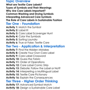Textile Care Labels And Symbols Worksheet Activity Booklet