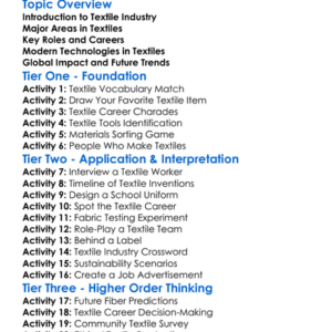Textile Careers And Industry Roles Worksheet Activity Booklet
