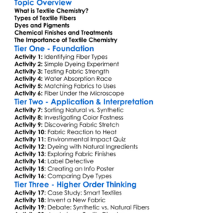 Textile Chemistry Basics Worksheet Activity Booklet