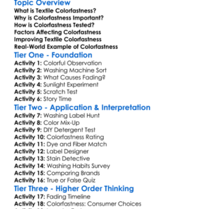 Textile Colorfastness Worksheet Activity Booklet