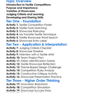 Textile Competitions And Showcases Worksheet Activity Booklet