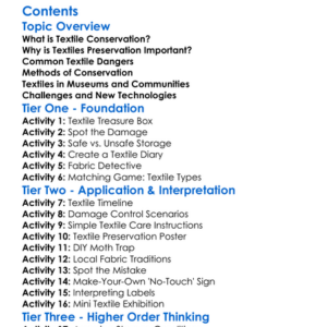 Textile Conservation And Preservation Worksheet Activity Booklet