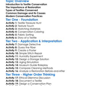 Textile Conservation And Restoration Worksheet Activity Booklet