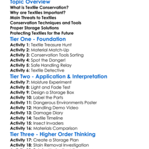 Textile Conservation And Storage Worksheet Activity Booklet