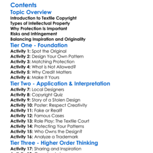 Textile Copyright And Intellectual Property Worksheet Activity Booklet