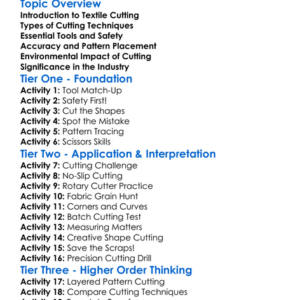 Textile Cutting Techniques Worksheet Activity Booklet