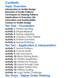 Textile Design And Pattern Development Worksheet Activity Booklet