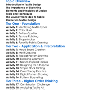 Textile Design And Sketching Worksheet Activity Booklet