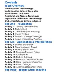 Textile Design And Surface Decoration Worksheet Activity Booklet