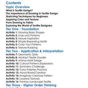 Textile Design Drawing And Sketching Worksheet Activity Booklet
