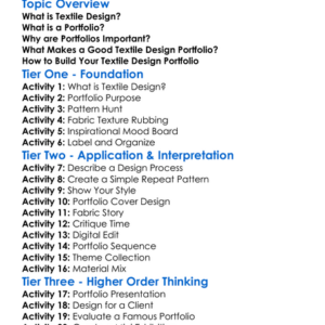 Textile Design Portfolios Worksheet Activity Booklet