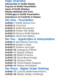 Textile Display And Presentation Worksheet Activity Booklet