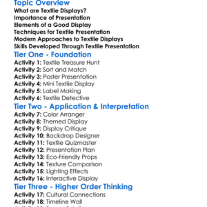 Textile Displays And Presentation Worksheet Activity Booklet