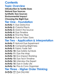 Textile Dye Sources Natural And Synthetic Worksheet Activity Booklet