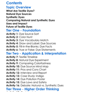Textile Dye Sources Natural Vs Synthetic Worksheet Activity Booklet