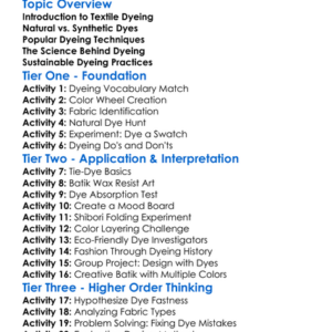 Textile Dyeing Techniques Worksheet Activity Booklet