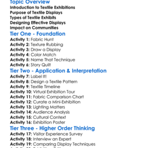 Textile Exhibition And Display Worksheet Activity Booklet