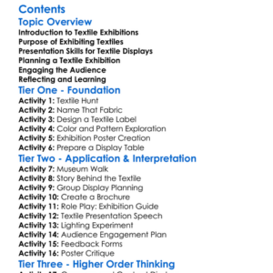 Textile Exhibition And Presentation Skills Worksheet Activity Booklet